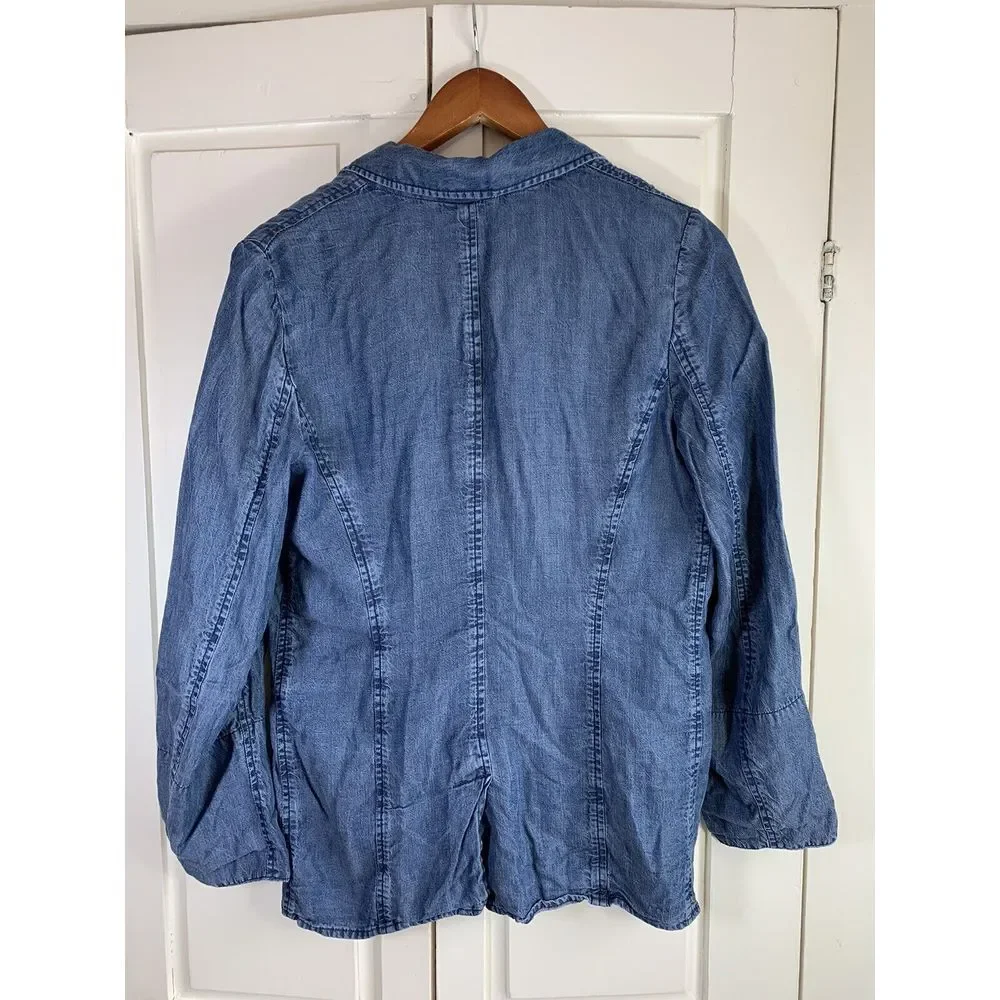 Soft Surroundings Chambray Jacket Women's PS‎ Petite Small Tencel Blue Blazer
